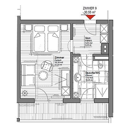 Grundriss Zirbenzimmer - Hotel Grundlhof